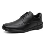 Sapato Social Masculino com Cadarço Couro - Preto