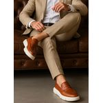 Kit 2 Mocassim Masculino Oxford Couro Soft Sola Alta Tratorada - Preto + Avelã