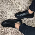 Tenis Masculino Casual Branco Sola Alta Oversize Macquen - Preto/Preto