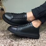Tenis Masculino Casual Branco Sola Alta Oversize Macquen - Preto/Preto