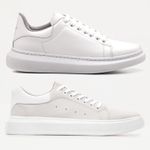 2 Pares de Tenis Masculino Casual Sola Alta Oversize Macquen - Branco/Branco + Cinza/Branco