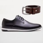 Sapato Social Fino Oxford Masculino + Cinto - Preto