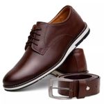 Sapato Social Fino Oxford Masculino + Cinto - Marrom