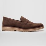 Mocassim Masculino Slip On Loafer Derby em Camurça - Café