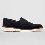 Mocassim Masculino Slip On Loafer Derby em Camurça - Azul