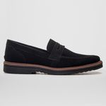 Mocassim Masculino Slip On Loafer Derby em Camurça - Preto
