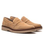 Mocassim Masculino Slip On Loafer Derby em Camurça - Areia