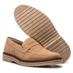 Mocassim Masculino Slip On Loafer Derby em Camurça - Areia