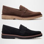 Kit 2 Mocassim Masculino Loafer Derby em Camurça - Preto + Marrom
