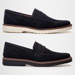 Kit 2 Mocassim Masculino Loafer Derby em Camurça - Preto + Azul