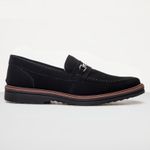 Mocassim Masculino Loafer Derby em Camurça - Preto/Preto