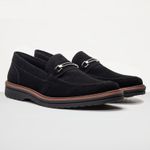 Mocassim Masculino Loafer Derby em Camurça - Preto/Preto