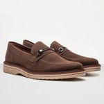 Mocassim Masculino Loafer Derby em Camurça - Café