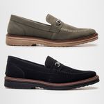 Kit 2 Mocassim Masculino Loafer Derby em Camurça - Preto + Oliva