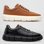 Kit 2 Pares do Tenis Oversized H.Boss Melburk Sneaker Masculino - Ferrugem + Preto/Preto Copia