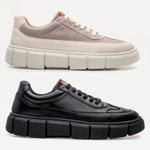 Kit 2 Pares do Tenis Oversized H.Boss Melburk Sneaker Masculino - Cinza/Nude + Preto/Preto