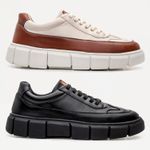 Kit 2 Pares do Tenis Oversized H.Boss Melburk Sneaker Masculino - Caramelo/Nude + Preto/Preto