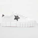 Tênis Feminino Casual com Detalhe em Estrela - Branco com Preto