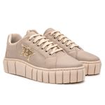 Tênis Feminino Casual com Detalhe em Estrela - Vanilla com Dourado