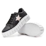 Tênis Feminino Casual com Detalhe em Estrela - Preto com Branco