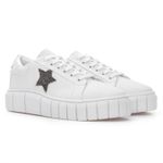 Tênis Feminino Casual com Detalhe em Estrela - Branco com Preto