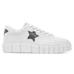 Tênis Feminino Casual com Detalhe em Estrela - Branco com Preto