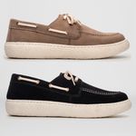Kit 2 Pares Dockside Masculino Mexico Sola Alta em Couro - Areia + Preto