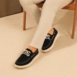 Dockside Masculino Mexico Sola Alta em Couro - Preto