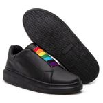 Sapatenis Casual Preto LGBTQI+ Bandeira Arco-íris - Preto