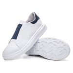 Tenis Masculino Casual Elástico Sneaker Oversize - Branco/Azul