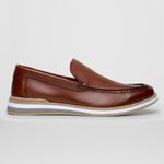 Mocassim Maverick Masculino Slip On Loafer Derby em Couro - Whisky