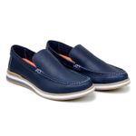 Mocassim Maverick Masculino Slip On Loafer Derby em Couro - Azul