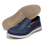 Mocassim Maverick Masculino Slip On Loafer Derby em Couro - Azul