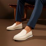Mocassim Maverick Masculino Slip On Loafer Derby em Couro - Gelo