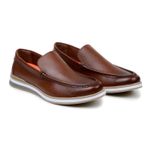 Mocassim Maverick Masculino Slip On Loafer Derby em Couro - Whisky
