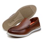 Mocassim Maverick Masculino Slip On Loafer Derby em Couro - Whisky