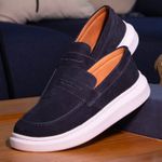 Kit 2 Mocassim Masculino Loafer Derby em Camurça - Azul + Cinza