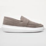 Mocassim Masculino Sola Alta Loafer Derby em Camurça - Cinza