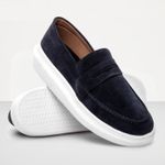 Kit 2 Mocassim Masculino Loafer Derby em Camurça - Azul + Cinza