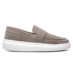 Mocassim Masculino Sola Alta Loafer Derby em Camurça - Cinza