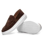 Mocassim Masculino Sola Alta Loafer Derby em Camurça - Marrom
