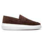 Mocassim Masculino Sola Alta Loafer Derby em Camurça - Marrom