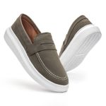 Mocassim Masculino Sola Alta Loafer Derby em Camurça - Oliva