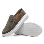 Mocassim Masculino Sola Alta Loafer Derby em Camurça - Oliva