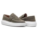 Mocassim Masculino Sola Alta Loafer Derby em Camurça - Oliva