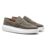 Mocassim Masculino Sola Alta Loafer Derby em Camurça - Oliva