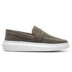 Mocassim Masculino Sola Alta Loafer Derby em Camurça - Oliva