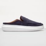 Mule Masculino Sola Alta Loafer Derby em Camurça - Azul