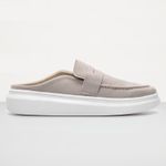 Mule Masculino Sola Alta Loafer Derby em Camurça - Cinza