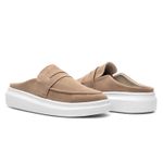 Mule Masculino Sola Alta Loafer Derby em Camurça - Bege
